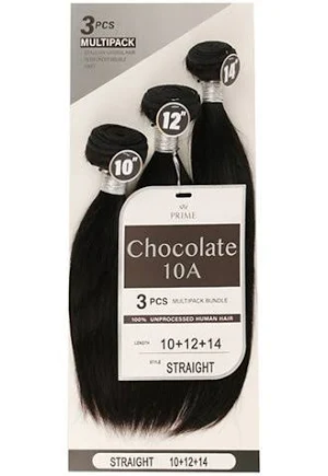 Chocolate 10A 3-piece multipack straight bundle, 10+12+14 inch