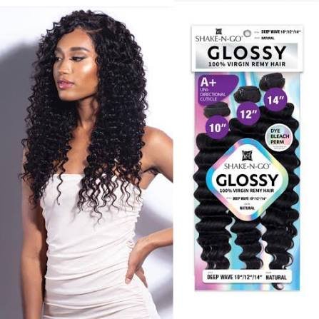 Shake-N-Go Glossy 100% virgin Remy hair, deep wave 10, 12, 14 inch multi-pack
