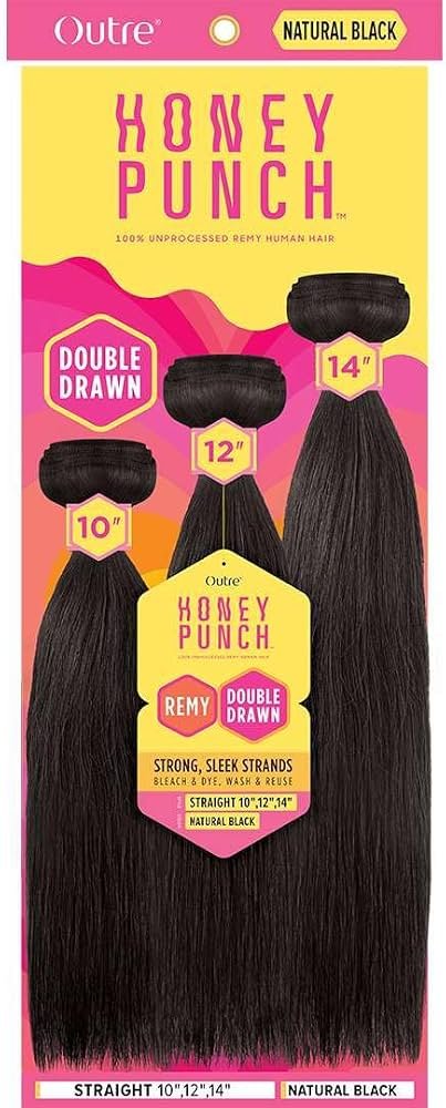 Outre Honey Punch 100% unprocessed Remy human hair, double drawn, straight 10, 12, 14 inch