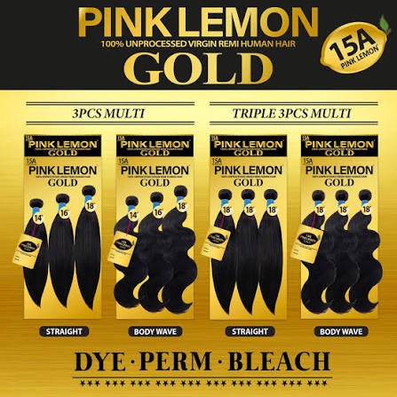 Pink Lemon Gold 15A multi packs in straight and body wave