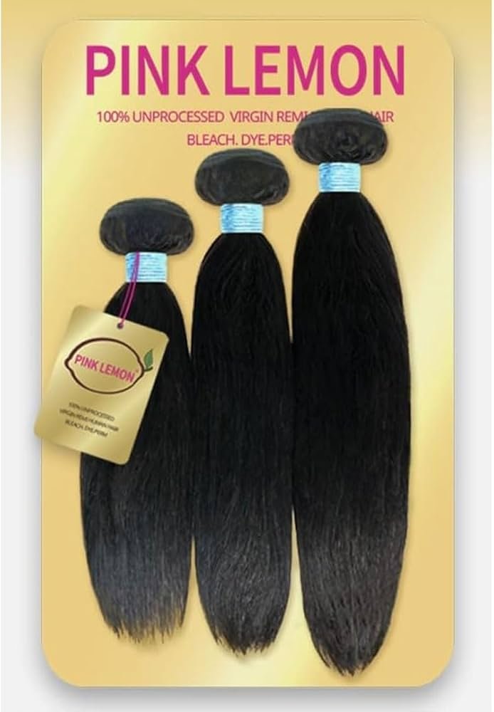 Pink Lemon 100% unprocessed virgin Remi human hair bundles, three-pack