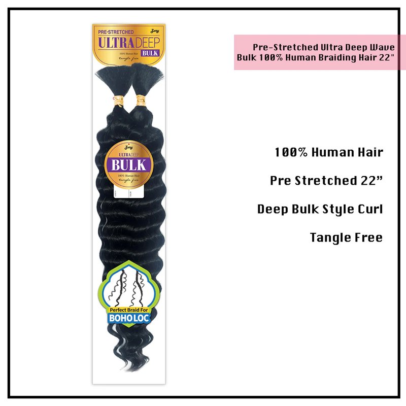 Zury Ultra Deep Wave bulk 100% human braiding hair, 22 inch